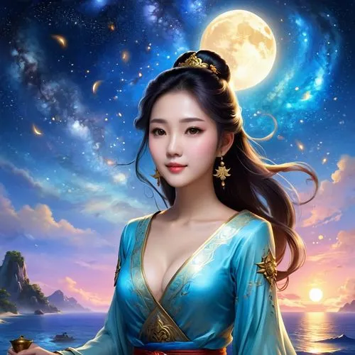 qianwen,moondragon,moon and star background,qiong,xianwen,yangmei,jingqian,yingjie,oriental princess,qixi,sanxia,yunwen,chengjie,huahong,shaoxuan,qihua,rongfeng,jinling,yangzi,chuseok,Illustration,Realistic Fantasy,Realistic Fantasy 01