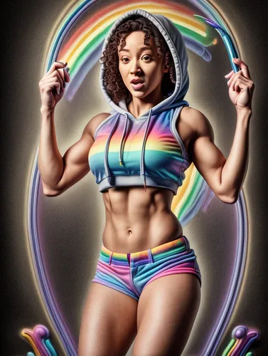 hula hoop,muscle woman,rainbow background,santana,toni,weightlifter,maria bayo,raimbow,fitness model,sexy athlete,circus aerial hoop,hoop (rhythmic gymnastics),gym girl,gymnast,athletic body,fitness p