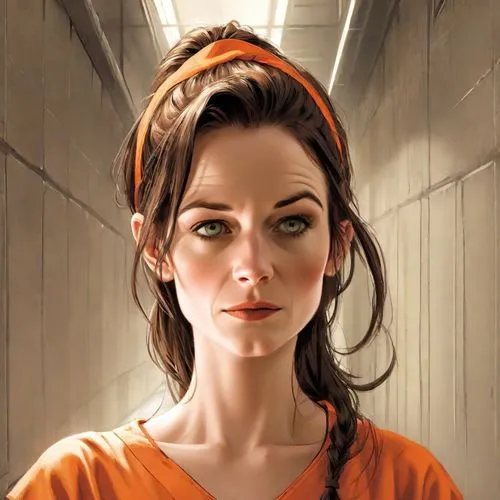 orange robes,prisoner,clementine,orange,princess leia,sci fiction illustration,head woman,female doctor,prison,librarian,female nurse,women's novels,telephone operator,rosa ' amber cover,bright orange,woman portrait,murcott orange,the girl at the station,portrait of a girl,clove,Digital Art,Comic