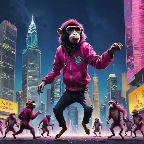 macaco,monkeys band,monkey gang,mobilicity,simians,murgatroyd,Conceptual Art,Oil color,Oil Color 02