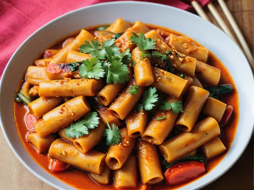 tteokbokki,pasta pomodoro,tteokbokki,tteok-bokki,pasta e fagioli,arrabbiata sauce,colorful pasta,penne,rigatoni,red curry,amatriciana sauce,sweet and sour fish,vodka sauce,chicken marengo,curry chicke