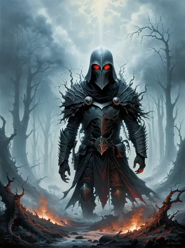 undead warlock,massively multiplayer online role-playing game,grimm reaper,death god,hooded man,dark elf,grim reaper,templar,reaper,black warrior,heroic fantasy,dodge warlock,the wanderer,game illustration,fantasy warrior,lone warrior,warlord,angel of death,pall-bearer,dance of death,Conceptual Art,Fantasy,Fantasy 29