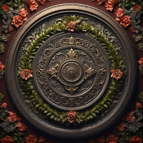 medallion,floral ornament,circular ornament,dharma wheel,decorative plate,azteca,aztecas,chakram,emblem,escudo,yantra,rosicrucianism,circular star shield,ship's wheel,rosicrucian,esoteric symbol,mandala,bell plate,majevica,mandala background,Photography,General,Fantasy