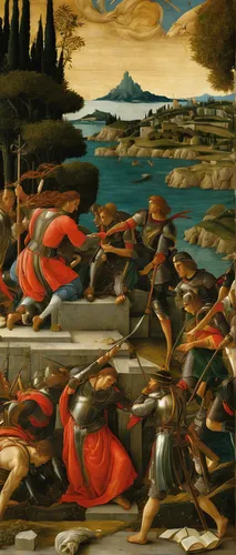 Set your story in a fantasy realm where the med pros army uses magical abilities to heal wounded soldiers.,botticelli,carpaccio,hunting scene,sistine chapel,acqua pazza,kunsthistorisches museum,meticu