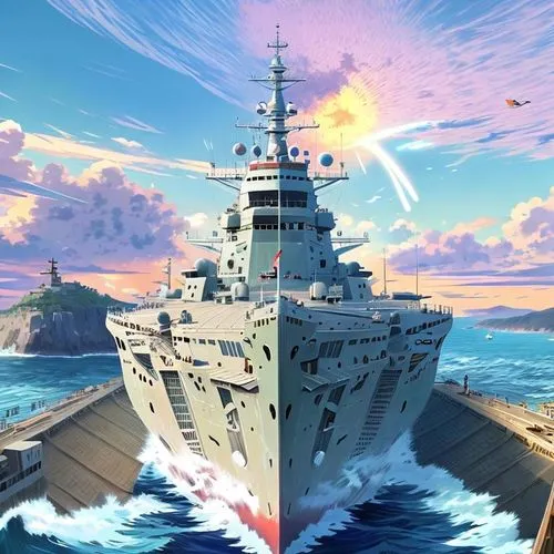 Un buque armado marítimo en el océano, anime, game rpg
,scharnhorst,tirpitz,yamato,fujima,warspite,mutsu,leberecht,kronprinz,jmsdf,hamoaze,kaga,bismarck,battleships,aircraft carrier,akizuki,armored cr