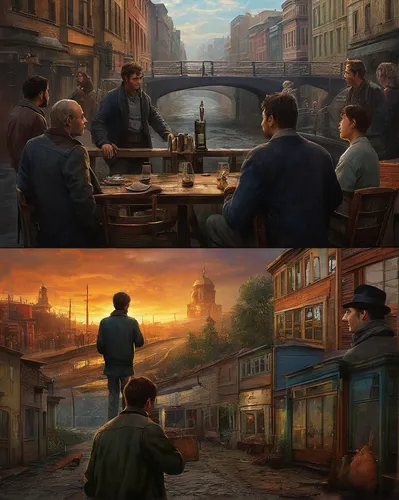 backgrounds,world digital painting,digital compositing,cg artwork,paintings,concept art,italian painter,fallout4,game illustration,photo manipulation,artists,day and night,sci fiction illustration,game art,photo painting,french digital background,sherlock holmes,time passes,painting technique,art painting,Art,Classical Oil Painting,Classical Oil Painting 18