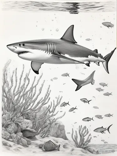 Shark diving in Cabo San Lucas with Dive Ninja Expeditions,illustration,anodorhynchus,carcharhiniformes,sand tiger shark,philomachus pugnax,reconstruction,remora,cartilaginous fish,oncorhynchus,osmeri