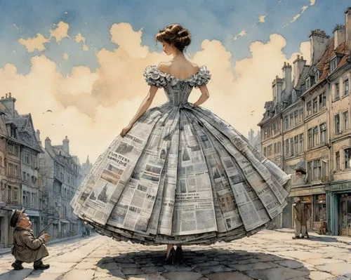 cendrillon,petticoat,petticoats,watercolor paris,crinoline,watercolor paris shops,a girl in a dress,macquart,sylphide,paris clip art,toile,delvaux,ball gown,crinolines,dambier,girl in a long dress,donsky,dressmaker,ballgown,maxon,Illustration,Paper based,Paper Based 29