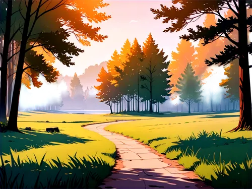 forest path,forest walk,forest road,pathway,trail,forest,autumn forest,hiking path,wooden path,wooded,paths,forest landscape,autumn walk,forests,small landscape,stroll,cartoon forest,salt meadow landscape,forest glade,forest background,Illustration,Japanese style,Japanese Style 07