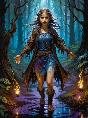 fantasy picture,mystical portrait of a girl,sorceror,the enchantress,faerie,sorceress,Illustration,Realistic Fantasy,Realistic Fantasy 03