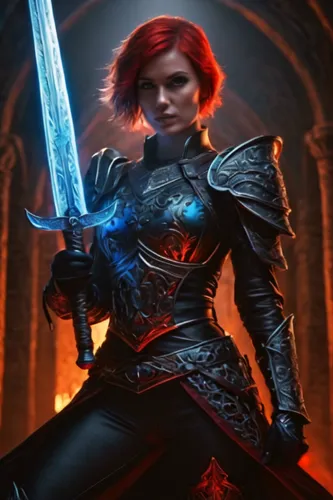 female warrior,swordswoman,massively multiplayer online role-playing game,joan of arc,paladin,cg artwork,templar,heroic fantasy,dagger,fantasy warrior,games of light,fiery,witcher,darth talon,warrior 