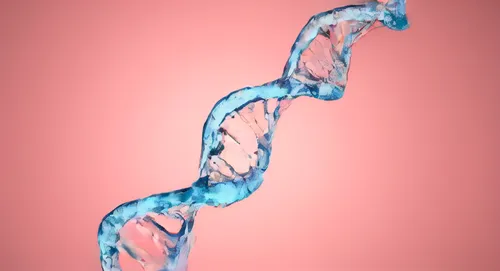 a blue and pink wave pattern is shown in the water,dna helix,dna,rna,dna strand,ercp,microrna