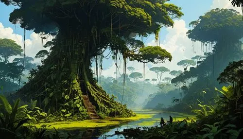 rainforest,rainforests,tropical forest,neotropical,jungle,rain forest,jungles,yavin,tropical jungle,tropical tree,forests,amazonian,forest landscape,cartoon forest,neotropics,mushroom landscape,swampy landscape,jungly,baobabs,biomes,Conceptual Art,Sci-Fi,Sci-Fi 01