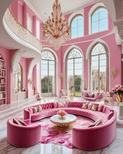 great room,dreamhouse,doll house,beauty room,ornate room,interior design,pink chair,playroom,the little girl's room,breakfast room,pink scrapbook,opulently,opulent,living room,color pink,color pink white,sitting room,interior decoration,poshest,beautiful home,Illustration,Realistic Fantasy,Realistic Fantasy 42