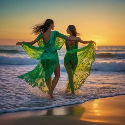 dancers,riverdance,eurythmy,celtic woman,danses,rhinemaidens,Illustration,Realistic Fantasy,Realistic Fantasy 22