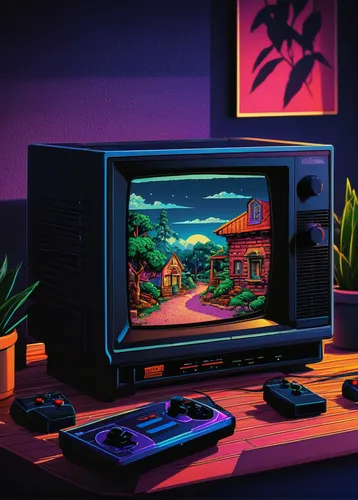 retro styled,atari 2600,retro television,retro background,retro,sega mega drive,sega genesis,atari,snes,80s,super nintendo,game room,gamecube,consoles,cartoon video game background,nostalgic,nintendo entertainment system,video consoles,c64,retro style,Illustration,Retro,Retro 19