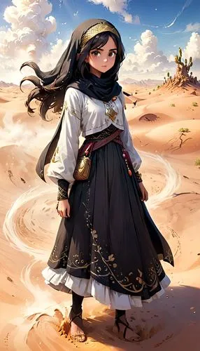 desert flower,girl on the dune,desert background,little girl in wind,lily of the desert,flowerful desert,bedouin,rem in arabian nights,desert,islamic girl,desert rose,sand road,the desert,libyan desert,sahara,desert fox,desert landscape,ancient egyptian girl,capture desert,arabic background,Anime,Anime,Cartoon