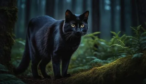 canis panther,black shepherd,hollyleaf cherry,forest animal,wild cat,european wolf,felidae,panther,gray cat,nebelung,black cat,lynx,yellow eyes,russian blue cat,russian blue,feral,chartreux,forest dark,feral cat,werewolf,Photography,General,Fantasy