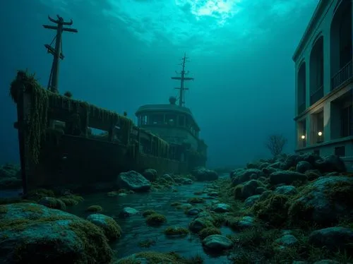 sunken church,the wreck of the ship,sunken ship,ship wreck,shipwreck,shipwrecks,ghost ship,the wreck,sunken boat,barotrauma,deep sea,costa concordia,herakleion,britannic,depths,sea trenches,deep ocean,atlantik,the bottom of the sea,sunken