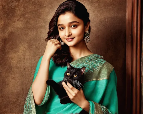 Alia Bhatt, actor, Bollywood, Student of the Year, coin collection, cat lover, Raazi, kathak,sari,pet black,tortoiseshell,indian celebrity,east indian,jaya,siamese,saree,jiji the cat,indian girl,benga