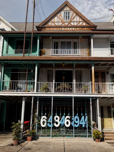new echota,wooden facade,half-timbered,house front,hua hin,wild west hotel,tin roof,boutique hotel,guesthouse,chiang mai,galveston,house numbering,half timbered,memphis shapes,bayou la batre,new orleans,condominium,two story house,house facade,facade painting