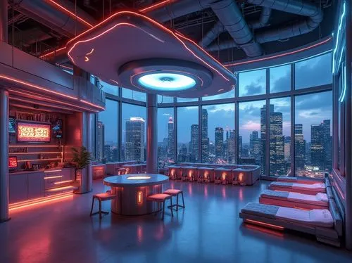 sky apartment,ufo interior,neon cocktails,nightclub,spaceship interior,sky space concept,penthouses,game room,skybar,skyloft,apartment lounge,vdara,computer room,retro diner,hkmiami,modern office,piano bar,apartment,modern room,an apartment,Photography,General,Realistic