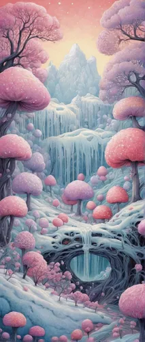 ice landscape,winter landscape,snow landscape,mushroom landscape,snow scene,snowy landscape,winter background,purple landscape,winter forest,fantasy landscape,ice planet,winter dream,korean village snow,winter lake,japan landscape,ice rain,christmas landscape,snow trees,ice cave,ice castle,Illustration,Realistic Fantasy,Realistic Fantasy 05