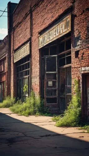 brownfields,brickyards,joliet,brickworks,abandoned factory,warehouses,steeltown,deindustrialization,alleys,detroit,brownfield,old factory building,rustbelt,old factory,metalworks,auto repair shop,middleport,breweries,schlafly,empty factory,Illustration,Realistic Fantasy,Realistic Fantasy 05