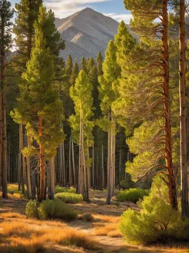 Soft light in the morning with sage, pines and aspen in the eastern Sierra of California.,lassen volcanic national park,pine trees,salt meadow landscape,coniferous forest,half-dome,watercolor pine tre