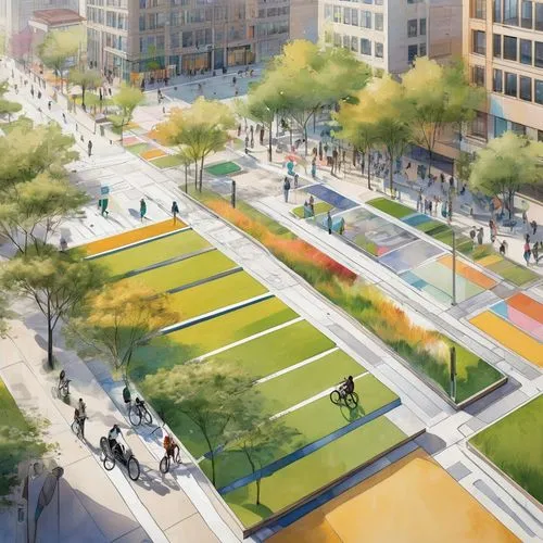 bikeways,pedestrianized,urban design,renderings,walkability,mvrdv,bronzeville,highline,arborway,halsted,livability,beltline,urban park,callowhill,kissena,paved square,liveability,smart city,transbay,bicycle path,Illustration,Vector,Vector 07