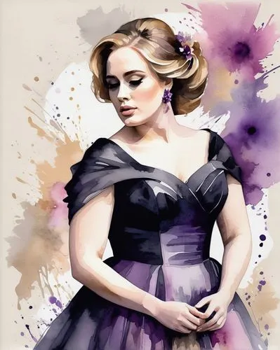 fashion illustration,fashion vector,photo painting,madonna,watercolor women accessory,la violetta,jessamine,ball gown,digital painting,art painting,dressmaker,world digital painting,lilac blossom,lilacs,watercolor pin up,watercolor paint,painting,watercolor painting,fabric painting,victorian lady,Illustration,Paper based,Paper Based 25