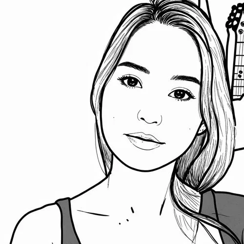 Ayaka Mutou,coloring page,vector illustration,angel line art,rotoscoped,sharlene,poki,guitar,vector art,coloring pages,line art,uncolored,girl with speech bubble,nields,comic halftone woman,valentine 