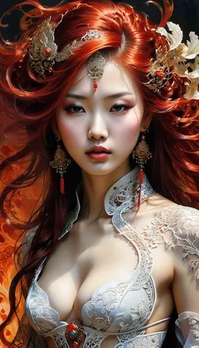 oriental princess,oriental girl,fantasy art,faery,fantasy woman,chinese art,faerie,asian vision,oriental,geisha girl,sorceress,aphrodite,redhead doll,fairy queen,the enchantress,flame spirit,orientalism,warrior woman,asian woman,priestess,Art,Artistic Painting,Artistic Painting 32