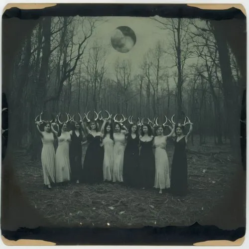 covens,vintage halloween,pictorialism,tintype,lunar phases,harmlessness,Photography,Documentary Photography,Documentary Photography 03