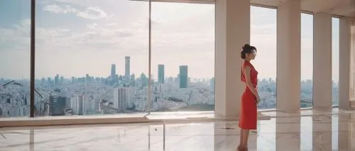 sorrentino,vertigo,high rise,malaparte,supertall,amanresorts,nycb,safdie,intercontinental,overlook,xiaoqing,skywalking,with a view,the skyscraper,silks,skywalk,qipao,man in red dress,skyfall,tishman,Illustration,Japanese style,Japanese Style 04