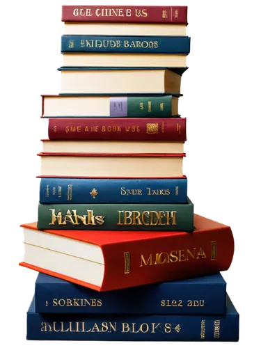 Colorful book stack, multiple books piled up, varying book sizes, hardcover and paperback mix, worn-out covers, golden lettering, decorative bookmarks, morning light, soft shadows, 3/4 composition, sh