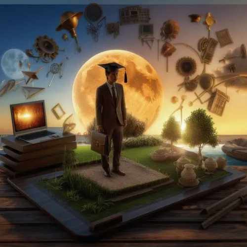 sci fiction illustration,world digital painting,astronomer,book wallpaper,silhouette art,virtual world,art background,imagination,fantasy picture,3d render,man with a computer,storybook,game illustration,magic book,art silhouette,3d background,photomanipulation,phonograph,locutions,photo manipulation,Photography,General,Realistic