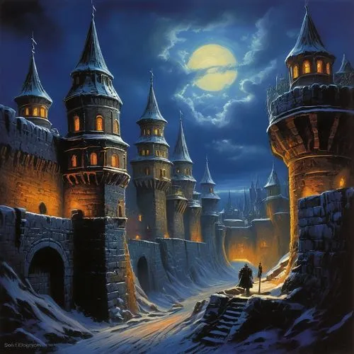 fantasy picture,hogwarts,castle of the corvin,fantasy art,ravenloft,diagon,Illustration,Realistic Fantasy,Realistic Fantasy 32