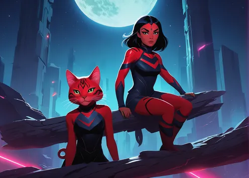 Create a suspenseful situation where Catra and Adora must work together to escape.,darth talon,two-point-ladybug,guardians of the galaxy,red bugs,cg artwork,red background,guards of the canyon,redfox,