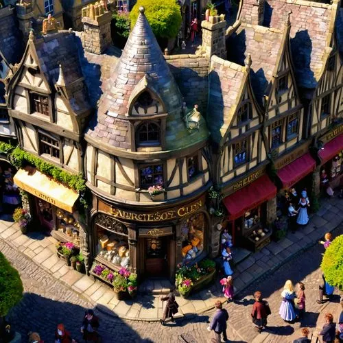 townscapes,pub,honfleur,bayeux,medieval market,medieval town,Conceptual Art,Fantasy,Fantasy 26