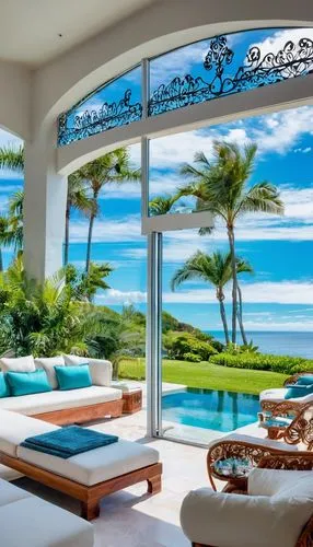 window with sea view,ocean view,holiday villa,oceanview,oceanfront,sunroom,windows wallpaper,beautiful home,ocean paradise,tropical house,cabana,luxury home interior,great room,pool house,paradisus,window curtain,cabanas,beach house,mustique,luxury bathroom,Illustration,Retro,Retro 13