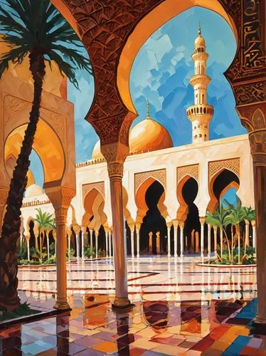 king abdullah i mosque,sultan qaboos grand mosque,masjid nabawi,abu dhabi mosque,karakas,islamic architectural,zayed mosque,grand mosque,medinah,najaf,arabic background,haramain,mosques,alhaznawi,al nahyan grand mosque,qalqiliya,sheihk zayed mosque,oman,habibganj,hassan 2 mosque,Conceptual Art,Oil color,Oil Color 20