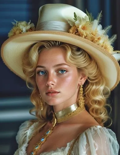 the woman in the hat is posing for a po,forsyte,avonlea,galadriel,southern belle,connie stevens - female,quirine,Photography,General,Realistic