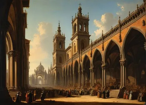 canaletto,bellotto,saint mark,pinacoteca,kunsthistorisches museum,guardi,dossi,uffizi,cathedral of modena,the carnival of venice,lateran,certosa di pavia,doge's palace,eversen,cuyp,cremona,ippolito,certosa,chhatris,netherlandish,Art,Classical Oil Painting,Classical Oil Painting 35