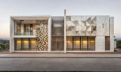 lattice windows,building honeycomb,glass facade,facade panels,cubic house,dunes house,exposed concrete,build by mirza golam pir,stucco wall,modern house,lattice window,honeycomb stone,modern architecture,gold stucco frame,wooden facade,metal cladding,contemporary,almond tiles,residential house,cube house,Architecture,General,Modern,Mid-Century Modern