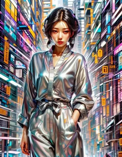 cyberpunk,world digital painting,tokyo,tokyo city,sci fiction illustration,asian vision,japanese woman,hong kong,taipei,shinjuku,osaka,han thom,futuristic,shirakami-sanchi,hong,pedestrian,mari makinami,teal blue asia,digital art,aura