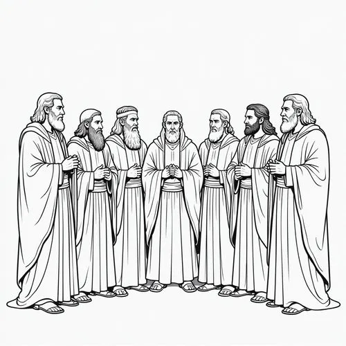 apostles,pharisees,sacerdotes,twelve apostle,pentecost,forbearers,Illustration,Black and White,Black and White 01