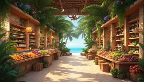 cabana,isle,tropical beach,kanaloa,paradisus,flower shop,bookstore,cabanas,paraiso,grocery store,pantry,beach bar,idyllic,tropical island,beach restaurant,tropicana,oasis,dream beach,book store,beach scenery,Photography,General,Realistic