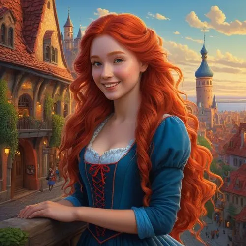 merida,rapunzel,princess anna,nelisse,belle,serafina,ariel,demelza,redhair,yelizaveta,elizaveta,eilonwy,princess sofia,fairy tale character,principessa,celtic woman,lysa,cinderella,etain,behenna,Illustration,Realistic Fantasy,Realistic Fantasy 27