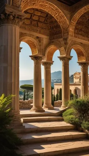 peristyle,celsus library,colonnades,cloisters,stanford university,loggia,assisi,doric columns,philbrook,porticoes,provencal,colonnade,pergola,alhambra,archways,honorat,dorne,pillars,crillon,pedralbes,Unique,Paper Cuts,Paper Cuts 05